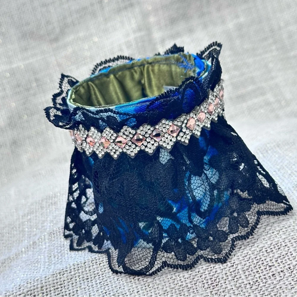 RUBYRUDI Cuff Bracelet Handcrafted OOAK Fabric Embellished Artisan Wearable Art